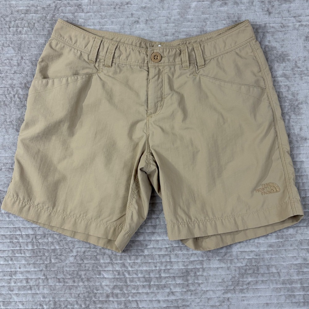 The North Face Horizon Khaki Tan Hiking Shorts Womens 4 Nylon Ripstop Outdoor